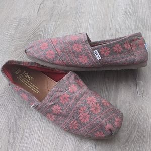 Men's Toms Red/Grey Snowflake Classic Shoes Sz 10
